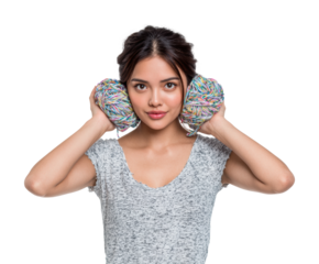 Creative yarn crafting event portrait bright environment isolated on transparent background