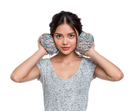 Creative yarn crafting event portrait bright environment isolated on transparent background