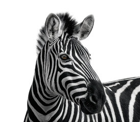 Fototapeta premium Zebra portrait animal detail isolated on transparent background