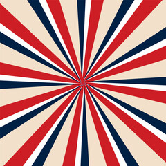 Retro France flag poster in radial vector illustration.