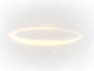Golden glowing ring halo, sparkling on a transparent background