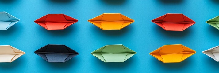 Creative visual of diversified portfolio using colorful origami boats labeled with assets floating on blue surface.