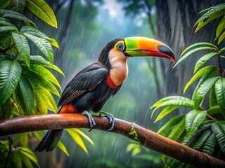 Obraz premium A colorful toucan perched on a branch