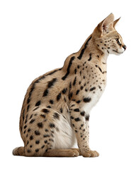Fototapeta premium Elegant serval cat posing in animal isolated on transparent background