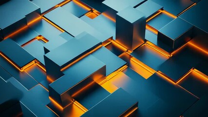 Abstract metallic cubes glowing technology background - Powered by Adobe