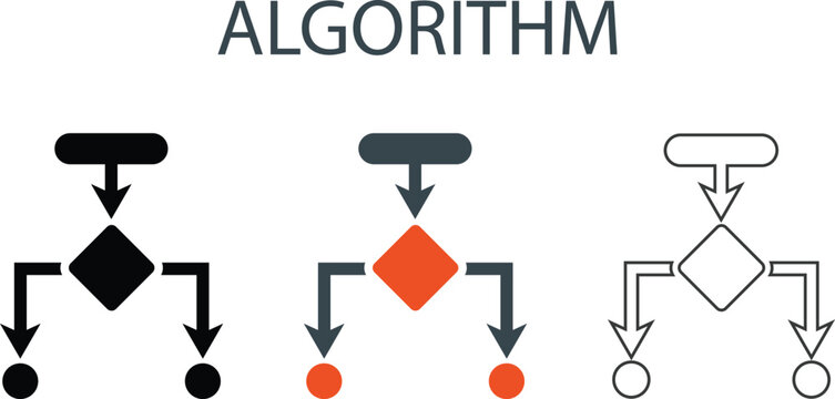 Algorithm Flowchart Decision Process Icons 