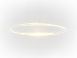 Golden glowing halo on transparent background creates a calming visual effect in a serene setting