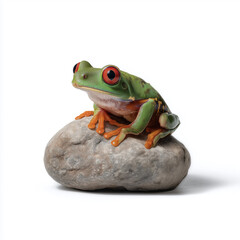 Obraz premium Colorful Tree Frog Perched on Stone