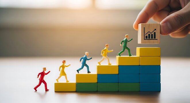Businessman touching a glowing megaphone icon, representing marketing and business strategy with digital icons