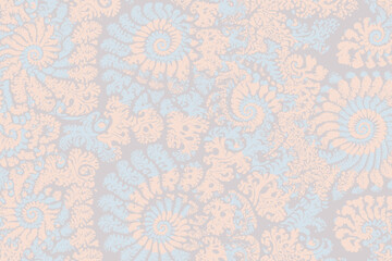 Vibrant Orange and Teal Floral Swirl Pattern on Dark Background organic abstract