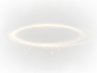 Golden glowing halo appears on a transparent background, radiating light and creating a peaceful atmosphere. This gentle effect can enhance designs and artwork with ease.