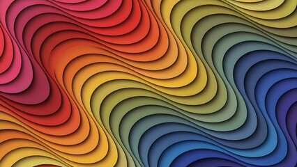 Vibrant Rainbow Topography A Digital Rendering of Wavy Layers and Chromatic Gradients