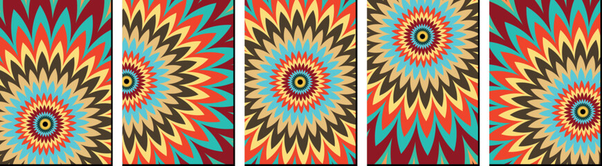 Vibrant Geometric Mandala Artwork – Psychedelic Floral Ornament in Circular Pattern, Colorful Kaleidoscope Illusion, Digital Vector Design for Decoration and Wallpaper