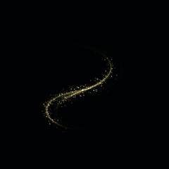 Golden S-Shaped Glitter Light Trail on Black