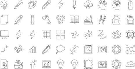 Fototapeta premium Collection of handdrawn sketch icons representing ideas, business, and creativity