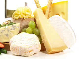 Food - Cheese Platter with Cheese Slicer on white Background