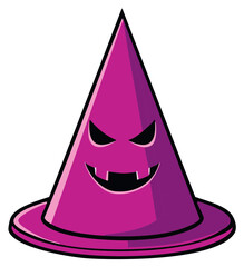 Fototapeta premium Evil Witch Hat Cartoon Illustration Halloween Costume Spooky Face Expression Party