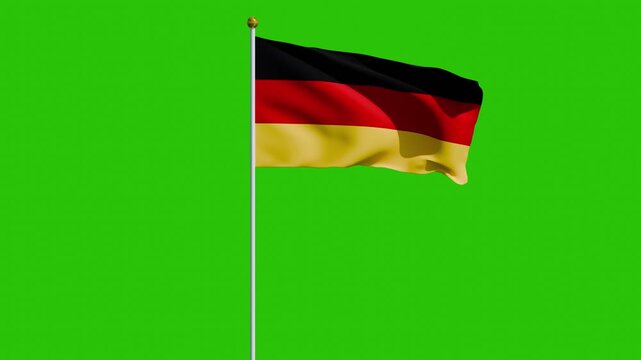 Germany flag animation with green screen background 4k waving flag cloth footage with a pole