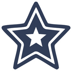 Obraz premium Geometric Dark Blue Star Icon with White Borders and Smaller Inner White Star Shape for Achievement