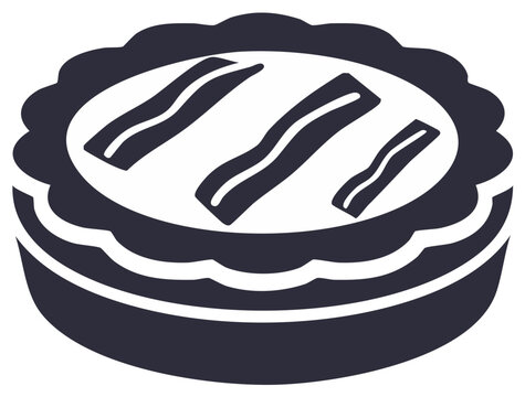 Stylized Quiche Lorraine Icon with Bacon Strips Vector Illustration