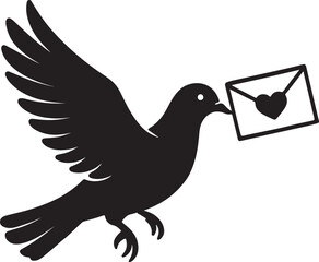 Flying Pigeon Delivering Love Letter to Girl  Romantic Vector Silhouette Illustration  কবুতর 