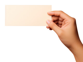 Obraz premium PNG Hand holding blank name card finger paper showing.