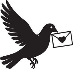 Flying Pigeon Delivering Love Letter to Girl  Romantic Vector Silhouette Illustration  কবুতর 