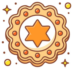 Cartoon Cookie with Star Design for Celebration or Decoration