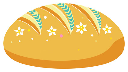 Illustration of stylized bread with star and ornamental patterns