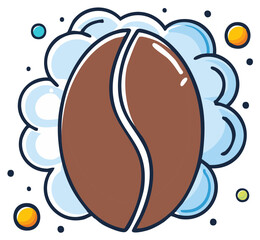 Cartoon Coffee Bean Illustration Clean Coffee Production Process