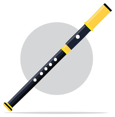 Black and yellow musical flute wind instrument illustration