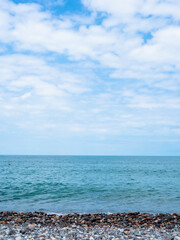 view of Black Sea from pebble beach in Batumi