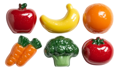 Colorful Collection of Isolated Fruits and Vegetables on Transparent Background
