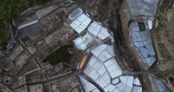 Areal View of Traditional salt minery in Salinas de A&ntilde;ana, Alava, Spain