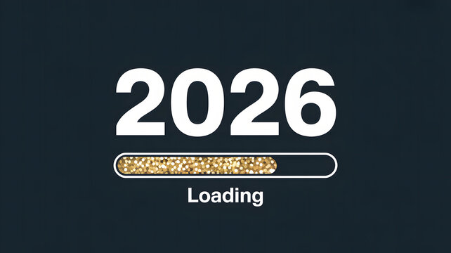 2026 loading progress bar with sparkling glitter