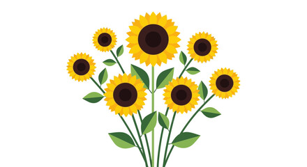 Bright and Cheerful Sunflower Bouquet Isolated on White Background