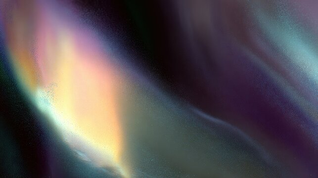 Fluid metallic glossy background with iridescent holographic waves, bright liquid gradients, dust and grain effect, psychedelic 80s-90s retro wallpaper