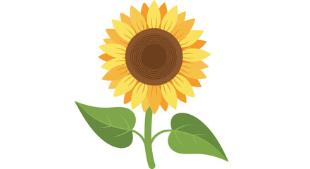 Vibrant sunflower illustration with warm yellow petals and green leaves