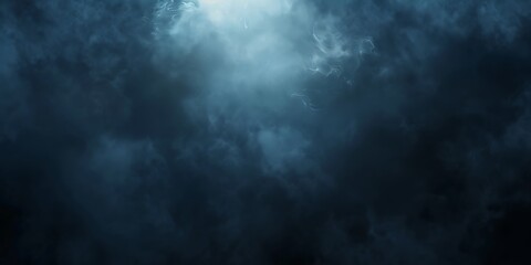 Dramatic dark storm clouds illuminated by a bright light from above, creating an ominous atmosphere.