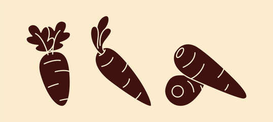 Solid Carrot Vector Bundle for Food, Farming, and Organic Concept