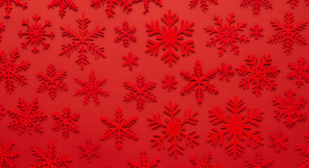Vibrant Red Snowflakes Pattern Background For Festive Winter Holidays And Christmas Celebrations