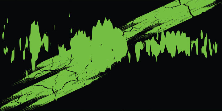 Abstract green and black grunge vector background. Dynamic design with distressed diagonal lines, halftone dots, and splatter textures, creating an energetic and edgy modern effect.Art