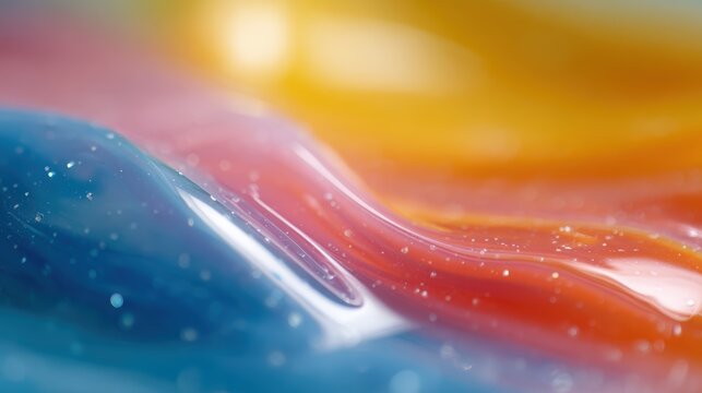 Close-up of colorful paint swirling in water, abstract fluid motion, vibrant pigments