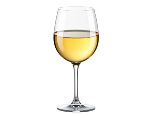 Minimalist White Wine Glass with Soft Golden Glow &ndash; PNG Transparent