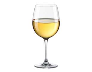 Minimalist White Wine Glass with Soft Golden Glow – PNG Transparent