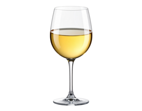Minimalist White Wine Glass with Soft Golden Glow – PNG Transparent - Powered by Adobe