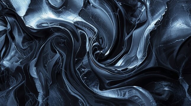 Generative artificial intelligence abstract metallic texture with flowing dark silver patterns, futuristic liquid metal surface, digital art design, neural aesthetic and modern AI background concept.