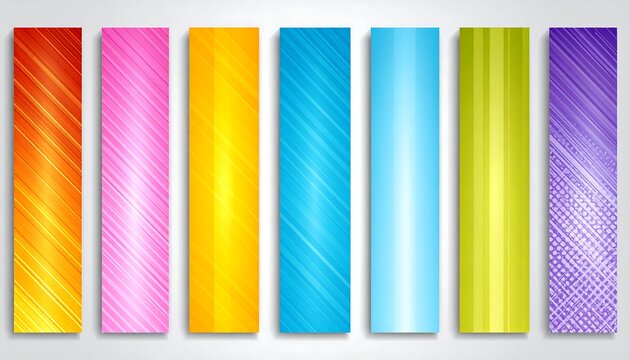 Vibrant panels lined up. Diagonal, straight lines & fades add depth to these colorful rectangular blocks