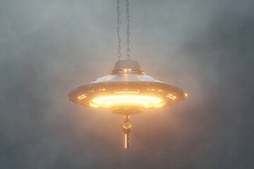 Old electric chandelier in the dark night with wall lamp illumination