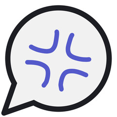 シンプルな丸い吹き出し　イラッとマーク(吹き出し内白塗り・カラー)